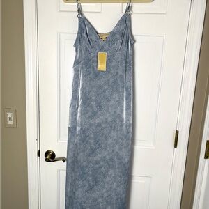 Michael Kors Light Blue Patterned Midi Dress